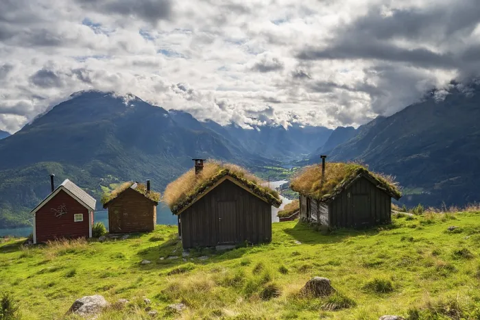 Framed Print : Traditional mountain huts on Rakssetra mountain pasture