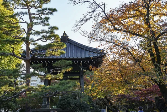 Framed Print : A traditional pavilion surrounded by autumn leaves in a Japanese garden