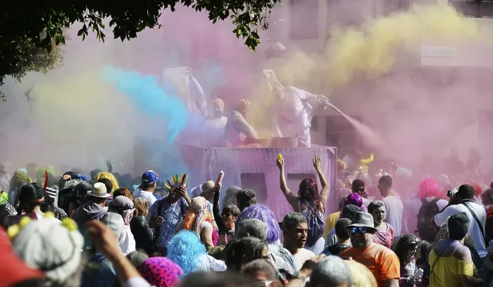 Framed Print : The traditional powder festival is an integral part of the carnival on La Palma