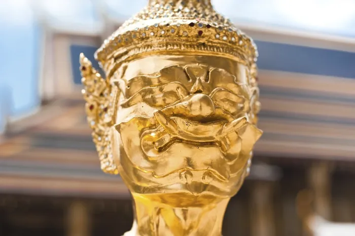 Framed Print : Traditional Thai style statue of Guard at Wat Phra Kaeo