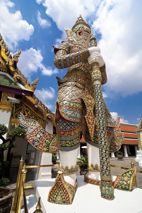 Framed Print : Traditional Thai style statue of Guard at Wat Phra Kaeo