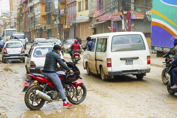 Framed Print : Traffic in Thamel district, Kathmandu, Nepal