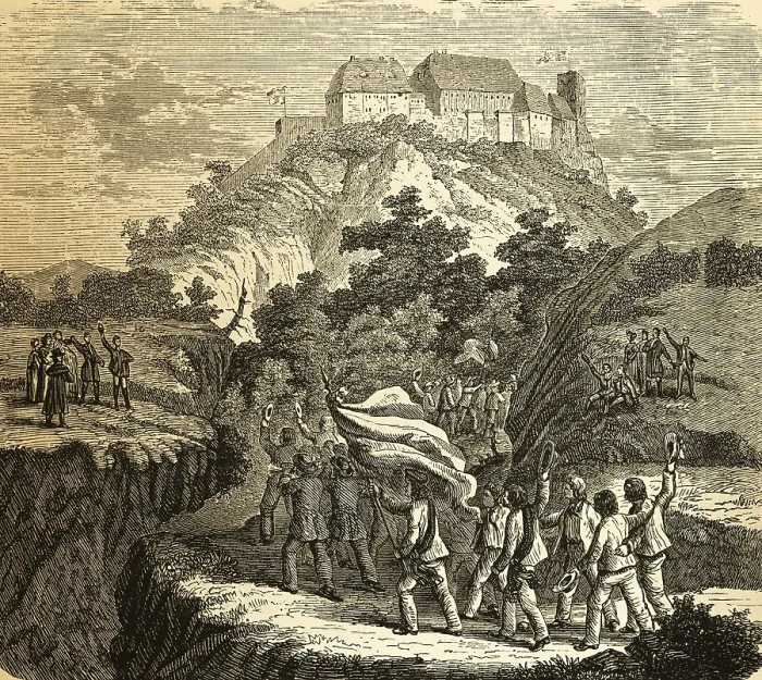 Framed Print : Train of gymnasts to Wartburg 1817 Framed Print : Train of gymnasts to Wartburg 1817