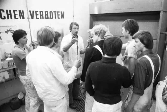 Framed Print : The training of apprentices (Azubis) at the Vocational Training Centre (BBZ) in Arnsberg on 19 Framed Print : The training of apprentices (Azubis) at the Vocational Training Centre (BBZ) in Arnsberg on 19