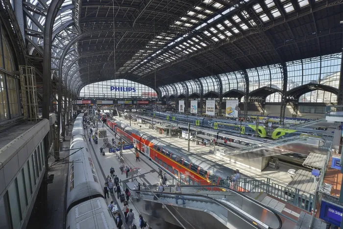 Framed Print : Trains, passengers, platform, station concourse Framed Print : Trains, passengers, platform, station concourse
