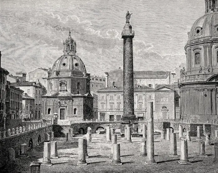 Framed Print : The Trajan's Column, a Roman triumphal column in Rome