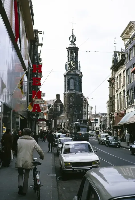 Framed Print : Tram and people next to the Munttoren or Munt Tower, Amsterdam city centre, Netherlands 1971 Framed Print : Tram and people next to the Munttoren or Munt Tower, Amsterdam city centre, Netherlands 1971