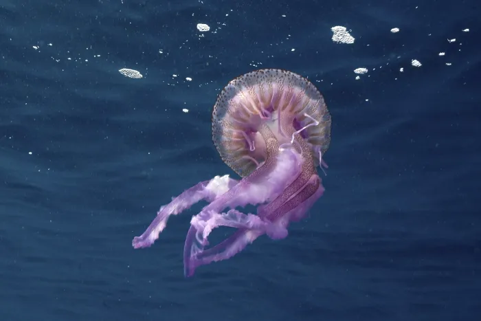 Framed Print : Transparent purple jellyfish (Pelagia noctiluca)