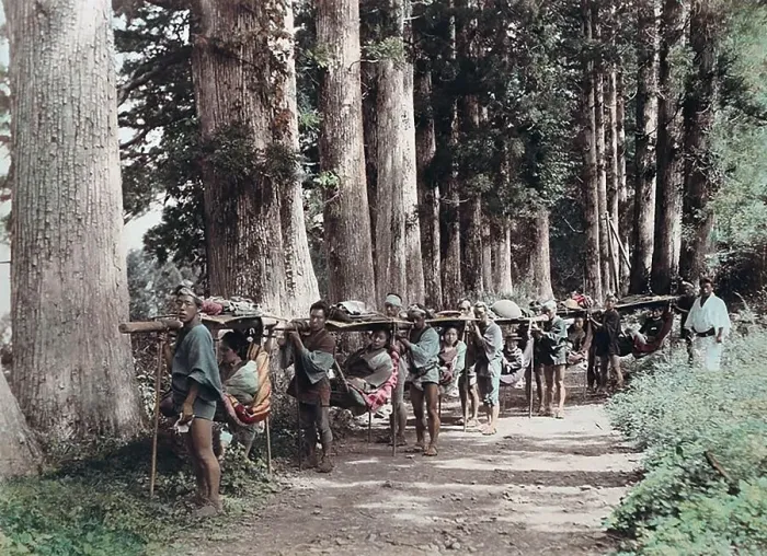 Framed Print : Transport on Hakone Road, Kago, Japan, Asia