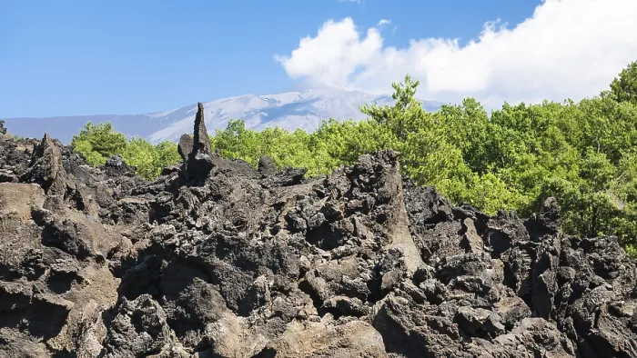 Framed Print : Travel to Italy - sharp lava stones after volcano Etna eruption in Sicily