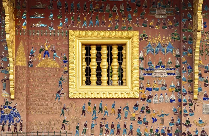 Framed Print : Tree of life mosaic at Wat Xieng Thong