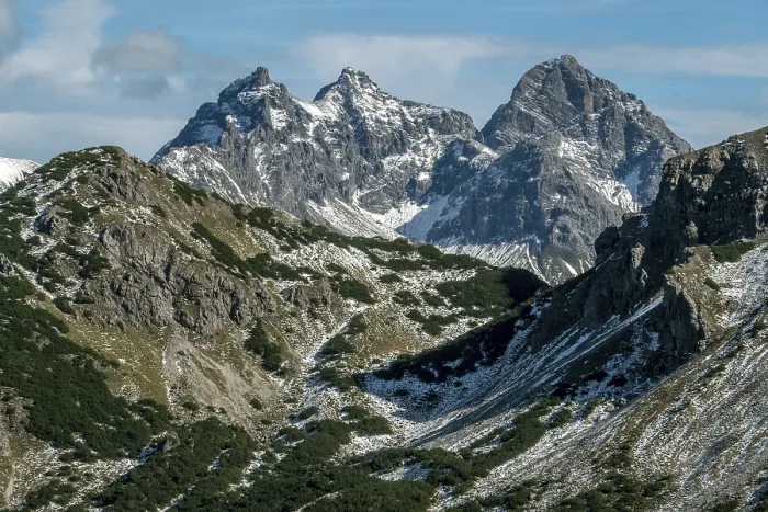 Framed Print : Trettachspitze, Madelegabel and Hochfrottspitze