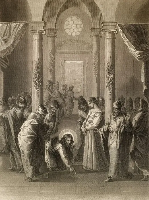 Framed Print : Trial of the adulterous woman, New Testament