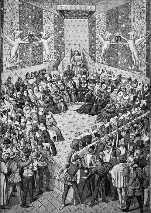 Framed Print : Trial under Charles VII against the Duke of Alencon for high treason at Vendome in 1458 Framed Print : Trial under Charles VII against the Duke of Alencon for high treason at Vendome in 1458