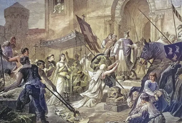 Framed Print : The Trial by Fire of St. Cunegonde of Luxembourg Framed Print : The Trial by Fire of St. Cunegonde of Luxembourg