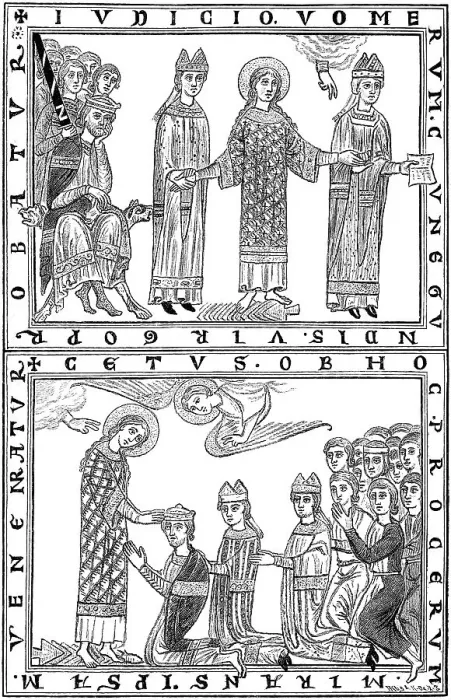 Framed Print : Trial by ordeal, the innocence of the Saint Cunigunde of Luxembourg was determined