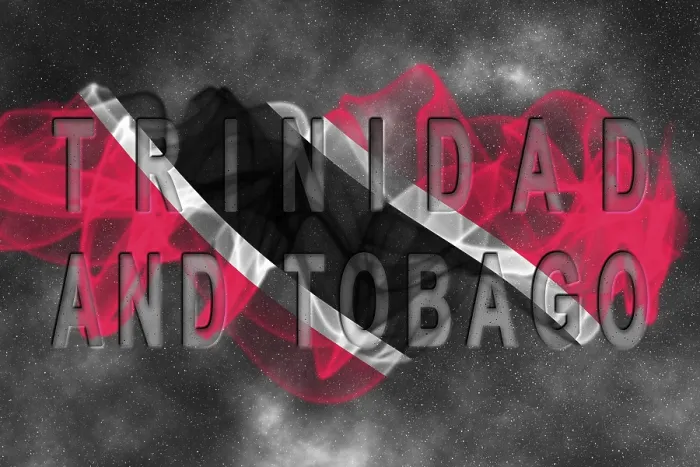 Framed Print : Trinidad and Tobago Flag with Starry Background Smoke Effect
