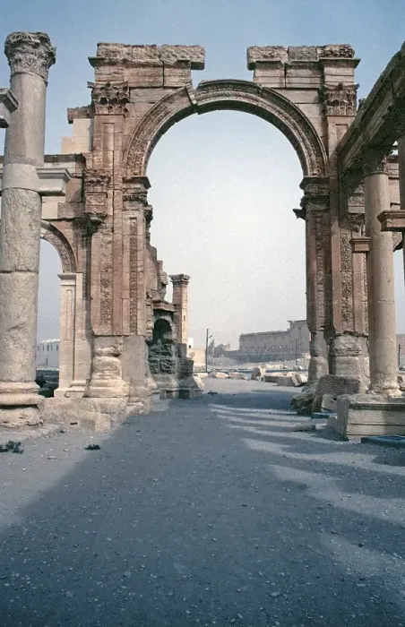 Framed Print : Triumphal Arch, Hadrian's Gate, Palmyra, Syria, May 1987, vintage, retro, old, historical, Asia