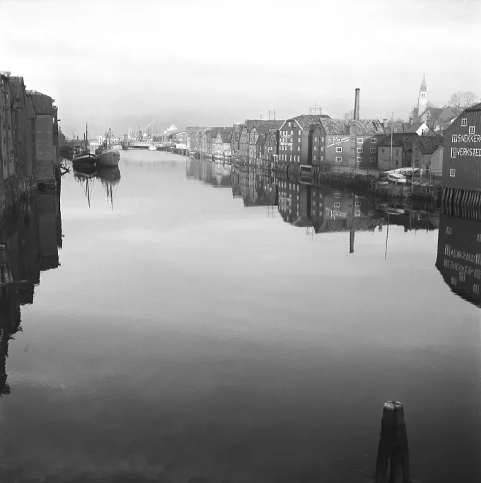 Framed Print : Trondheim Norway 1949. A view over the harbour. Kristoffersson ref AU41-7