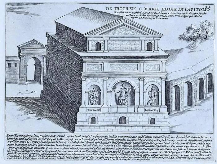 Framed Print : De Tropheis C. Marii Hodie In Capitolio The Monument to Marius on Capitol Hill