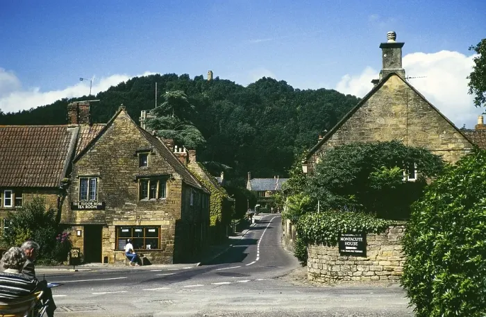 Framed Print : Tudor Rose tearoom historic building, Montacute village, Somerset, England, UK 1982