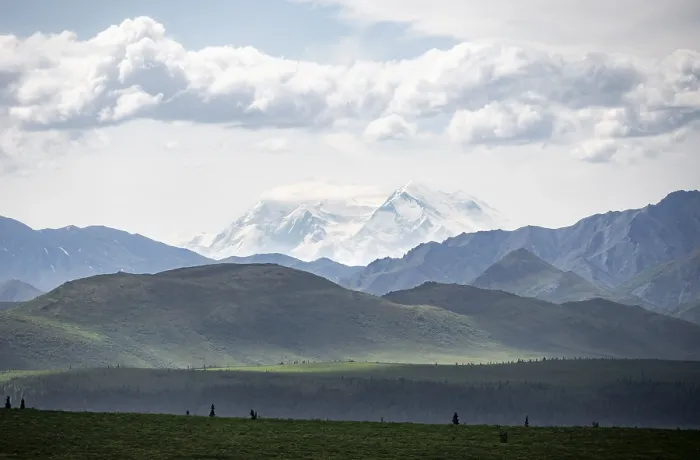 Framed Print : Tundra and glaciated peak of Denali or Mount McKinley