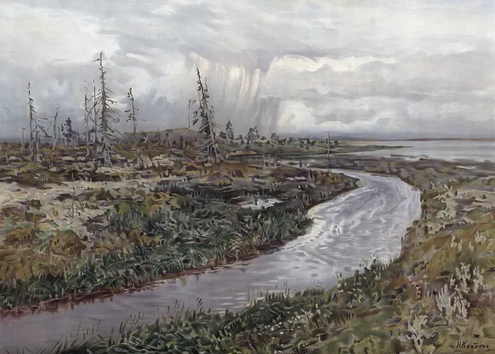 Framed Print : Tundra landscape in Siberia, Russia