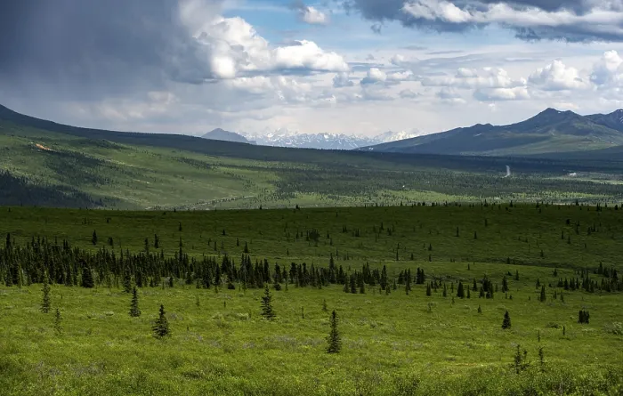 Framed Print : Tundra and mountain landscape with dramatic cloudy sky Framed Print : Tundra and mountain landscape with dramatic cloudy sky