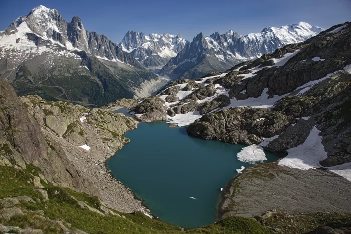 Framed Print : The turquoise-coloured mountain lake Lac Blanc