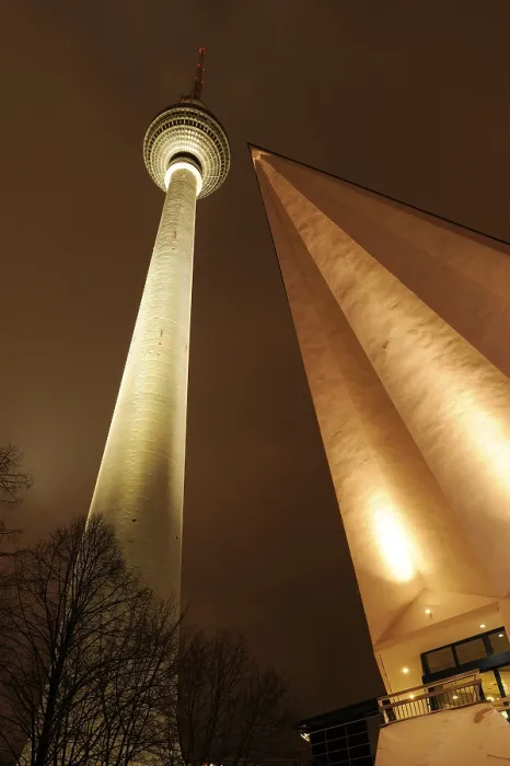 Framed Print : TV Tower illuminated in the evening