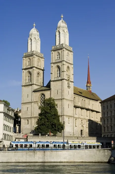 Framed Print : Twin towers of the Grossmuenster Church