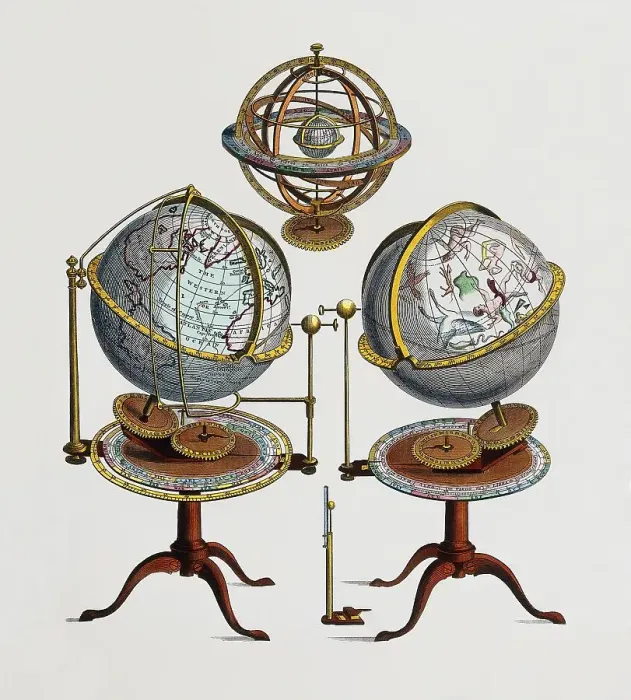 Framed Print : Types of globe: Armillary sphere