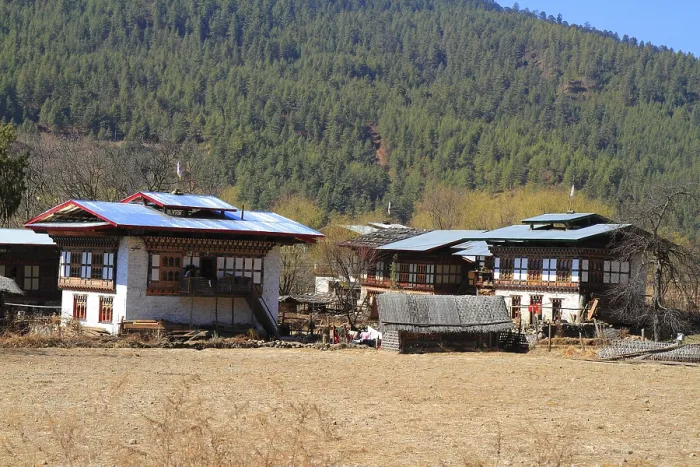 Framed Print : Typical Bhutanese architecture in central Bhutan