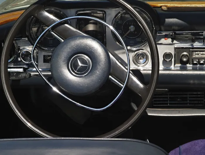 Framed Print : Typical dashboard of a Mercedes SL from the 70s Framed Print : Typical dashboard of a Mercedes SL from the 70s