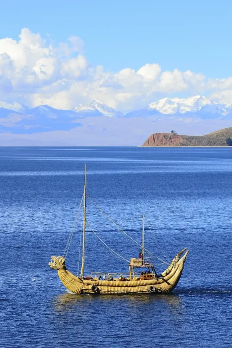 Framed Print : Typical reed boat from Totora, Isla del Sol
