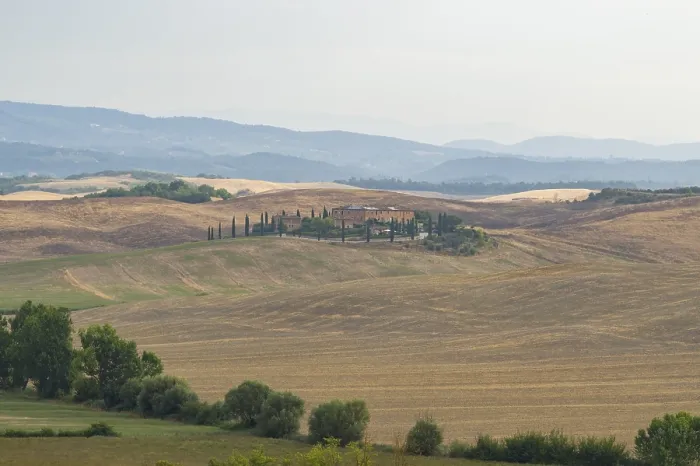 Framed Print : Typical Tuscan landscape in Crete Senesi with hills Framed Print : Typical Tuscan landscape in Crete Senesi with hills