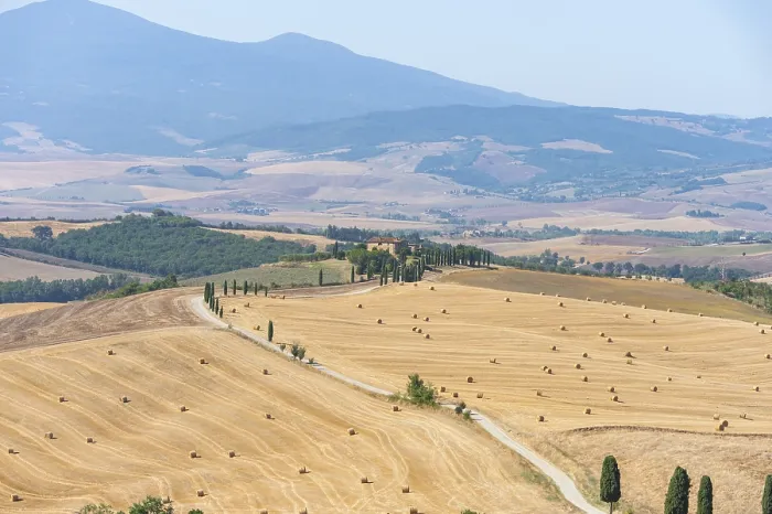 Framed Print : Typical Tuscan landscape in Val d'Orcia with hills Framed Print : Typical Tuscan landscape in Val d'Orcia with hills