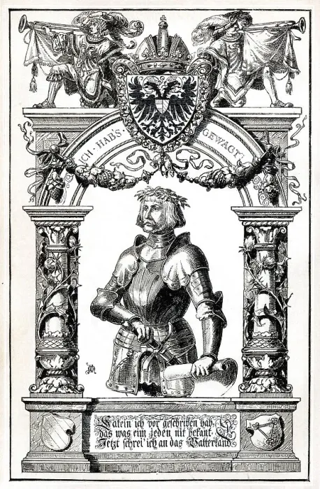 Framed Print : Ulrich von Hutten, drawing by Bernhard Moerlins