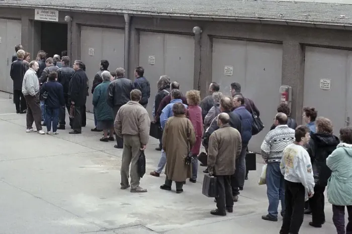 Framed Print : Unemployed people in a queue at the Leipzig job centre Framed Print : Unemployed people in a queue at the Leipzig job centre