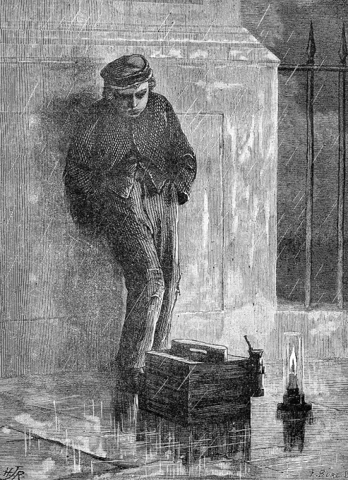 Framed Print : Unemployed shoeshine boy in London