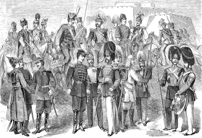 Framed Print : Uniforms of Russian soldiers in 1880 Framed Print : Uniforms of Russian soldiers in 1880