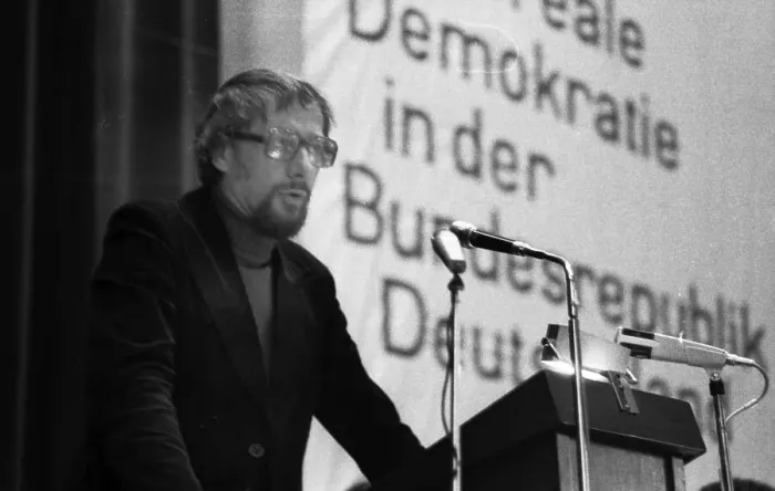 Framed Print : The Union Day of the German Peace Union (DFU) on 29 November 1975 in Dortmund is a party conference