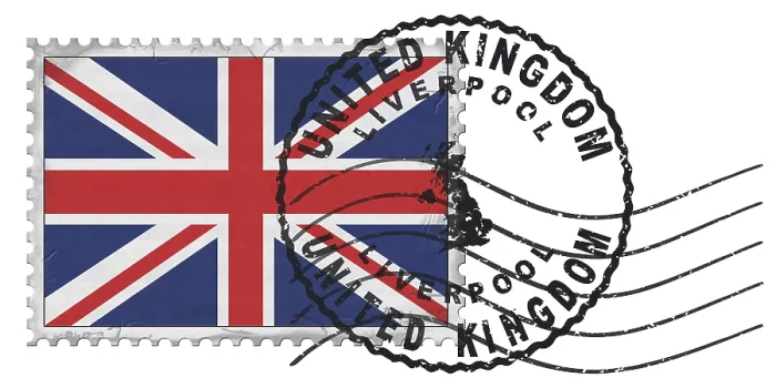 Framed Print : United Kingdom Liverpool Stamp with National Flag and Postmark