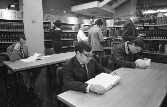 Framed Print : In the university library in Bochum in 1965