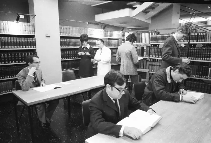 Framed Print : In the university library in Bochum in 1965 Framed Print : In the university library in Bochum in 1965