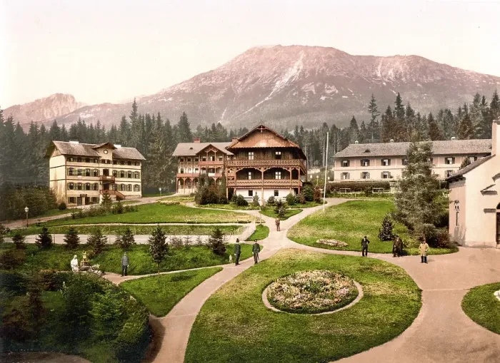 Framed Print : Upper part of Bad Alt-Schmecks, Altschmecks, now Stary Smokovec, Tatra, Austro-Hungary, Austro-Hungarian Monarchy, today Slovakia, Historical, around 1900, digitally restored reproduction from a 19th century original, Upper part of Bad Alt-Schmecks