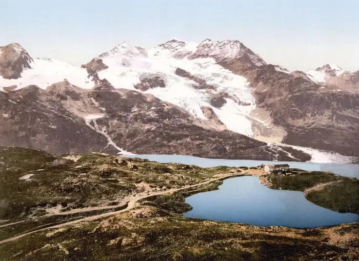 Framed Print : Upper Engadine, Bernina hospice and Cambrena glacier Framed Print : Upper Engadine, Bernina hospice and Cambrena glacier
