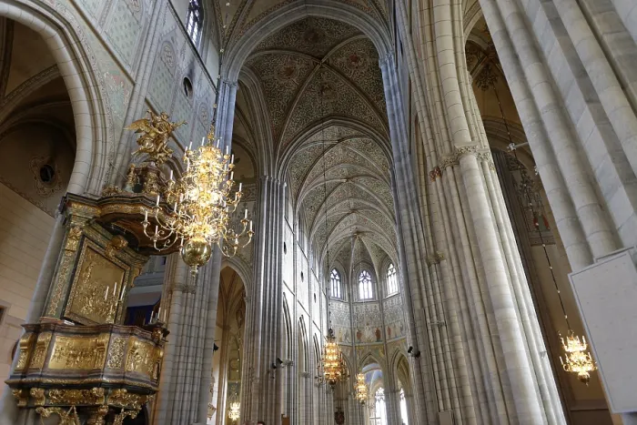 Framed Print : Uppsala Cathedral, gothic interior