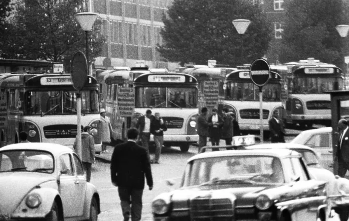 Framed Print : Urban transport in 1968 in the city of Dortmund Framed Print : Urban transport in 1968 in the city of Dortmund