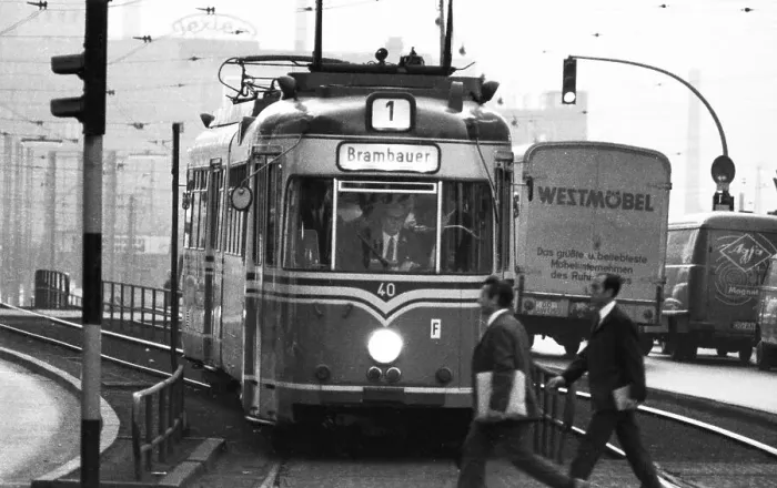 Framed Print : Urban transport in 1968 in the city of Dortmund